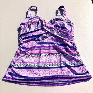 Lands End Women’s Swimsuit High Neck Bathing Suit Bikini Tankini M 8